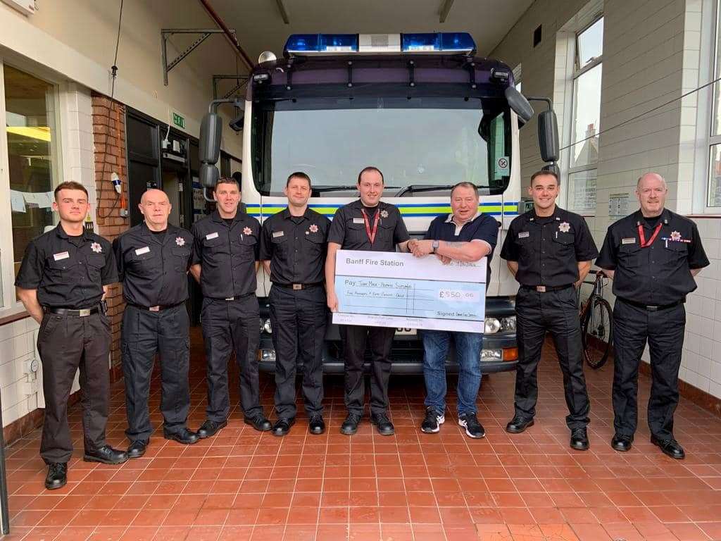 Banff Fire Station presented a donation to Prostate Cancer UK.