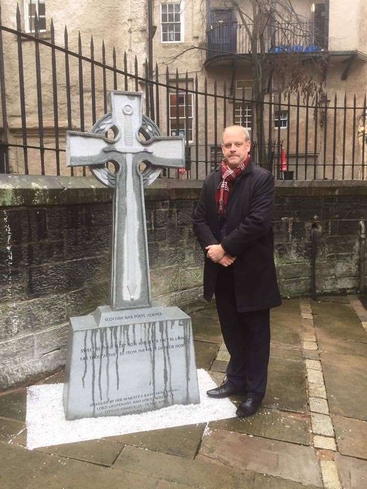 Neil McLennan, chairman of Scotland's War Poets Memorial committee, at the National War Poets Memorial.