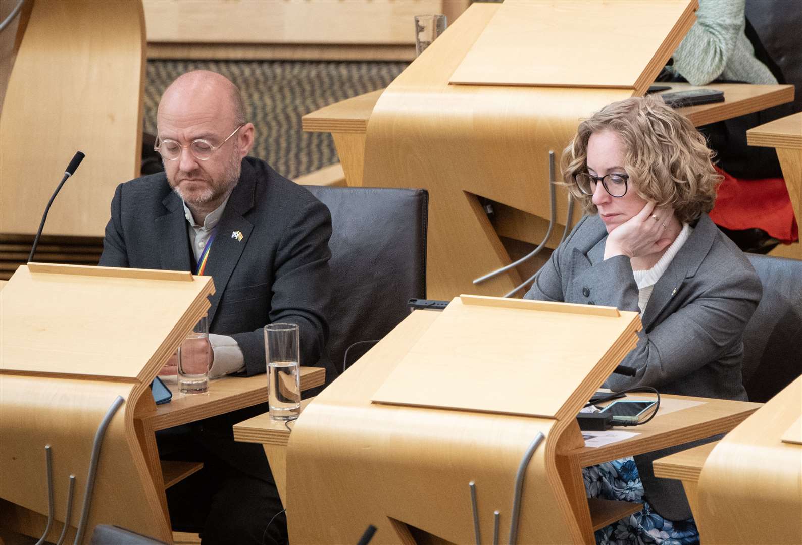 Scottish Green co-leaders Patrick Harvie and Lorna Slater confirmed their party will vote against Humza Yousaf in a vote of no confidence (Lesley Martin/PA)
