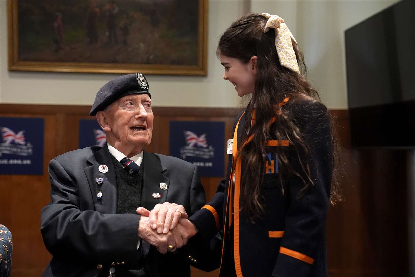 The students’ teacher Rob Ashton said he hoped that they’ll remember meeting the veterans and tell their future generations (Gareth Fuller/PA)