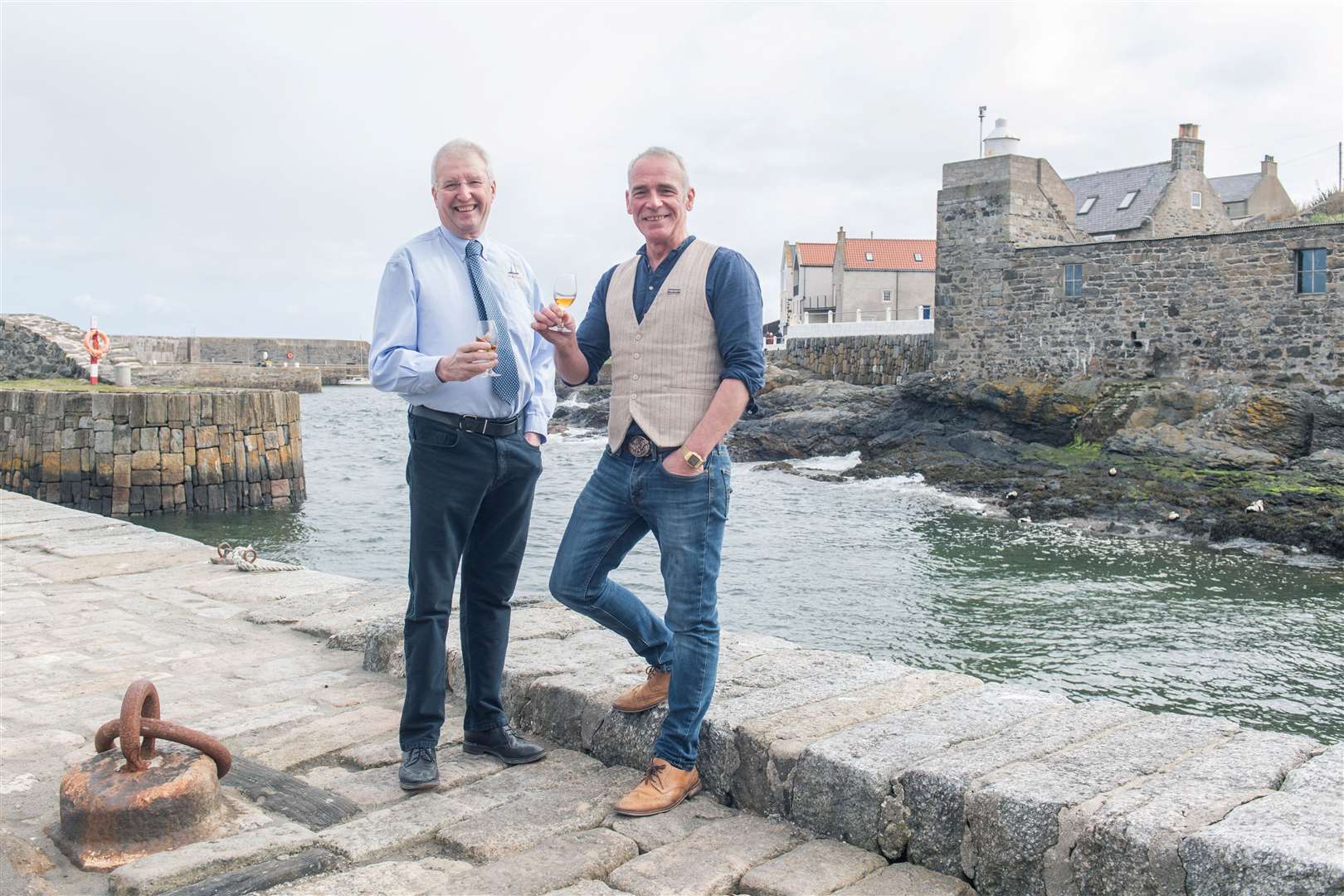 David Urquhart, chairman of the Scottish Traditional Boat Festival and Stewart Buchanan, global brand ambassador at Glenglassaugh Distillery.