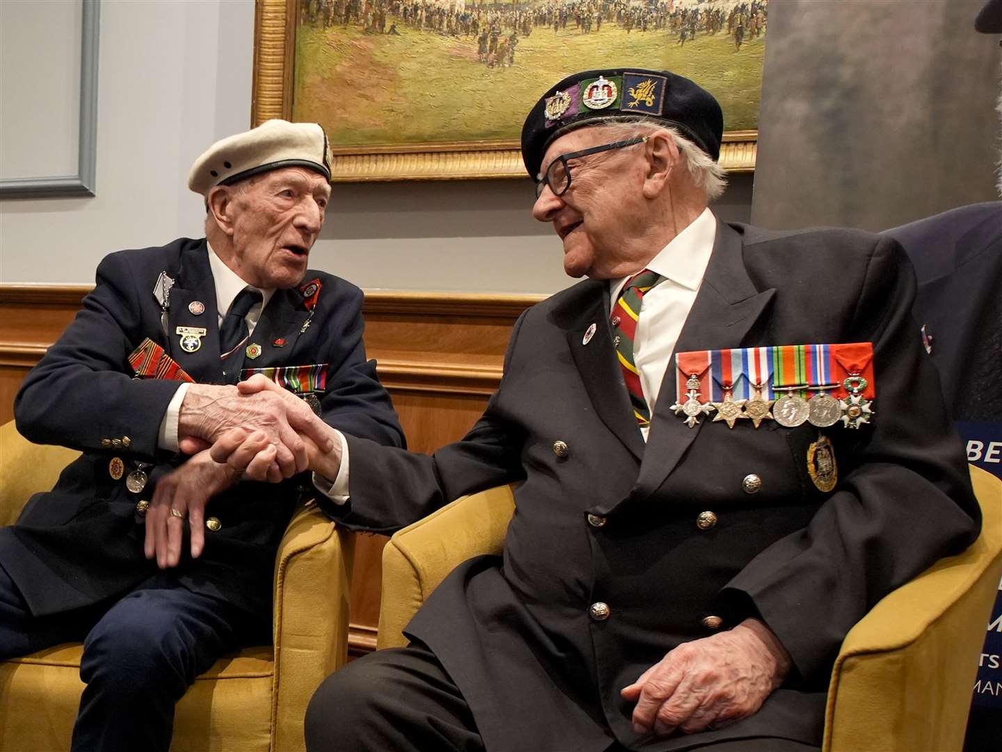 D-Day veterans Alec Penstone, 98, and Ken Hay, 98, told the students about their experiences (GAreth Fuller/PA)