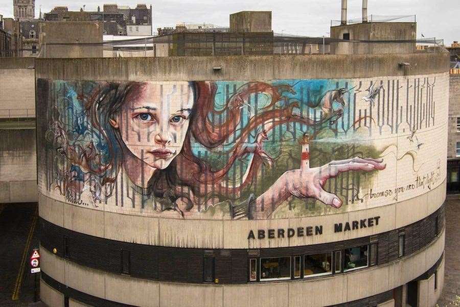 Hera's iconic mural was created on the side of the Aberdeen Market - which has now been demolished.
