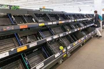 There were empty shelves in shops after Storm Babet swept through.